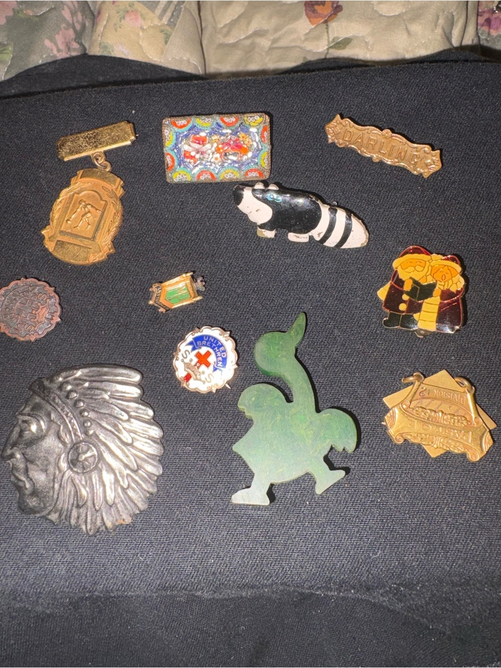 Assorted Vintage Enamel and Metal Pins - Multicolor